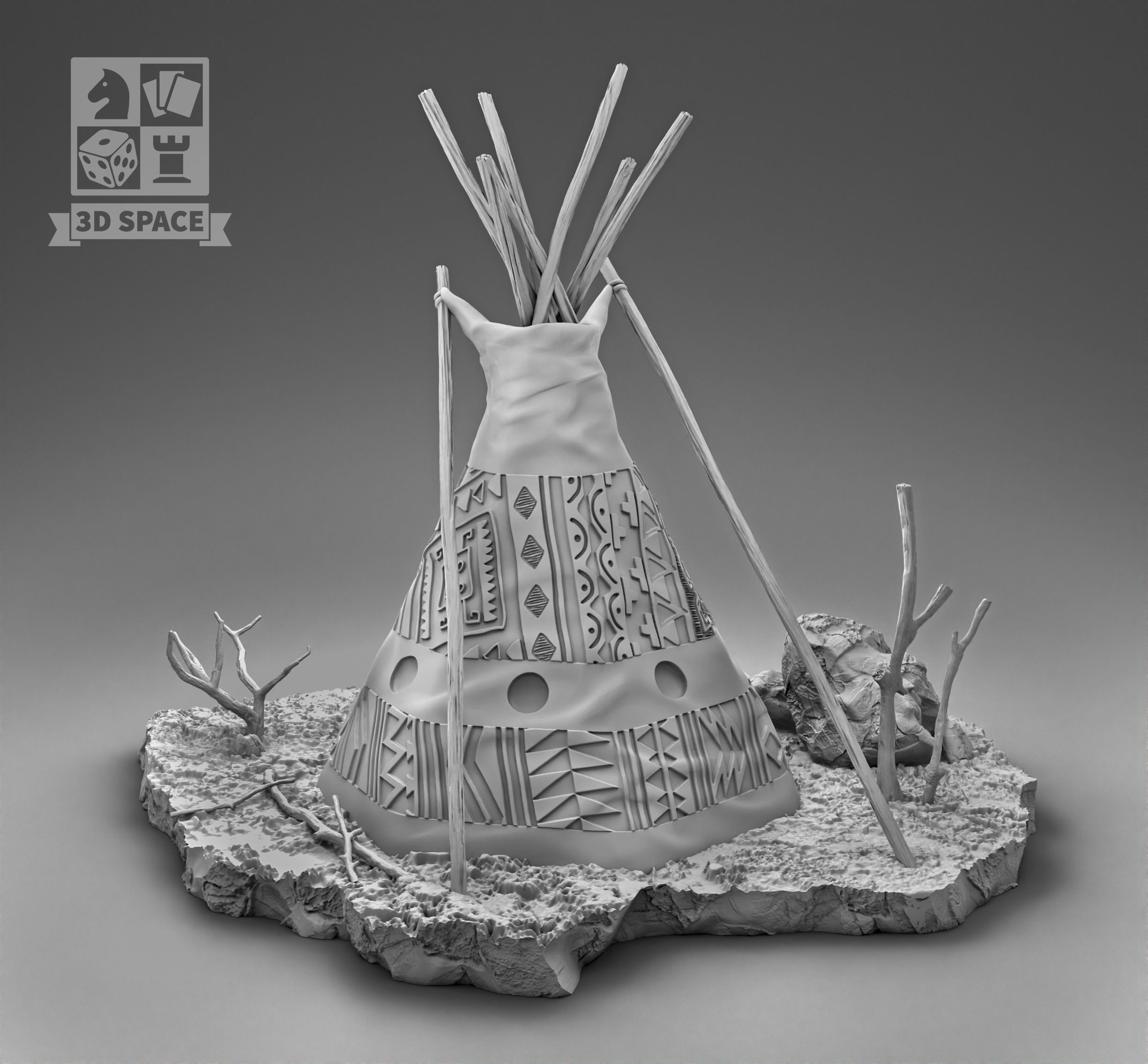 Wigwam in the rocks 3D print model_2