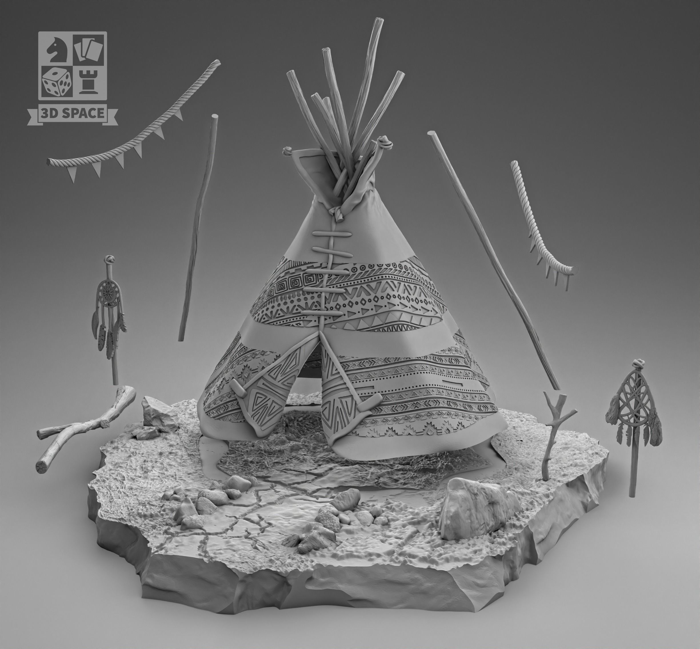 Wigwam 3D print model_3