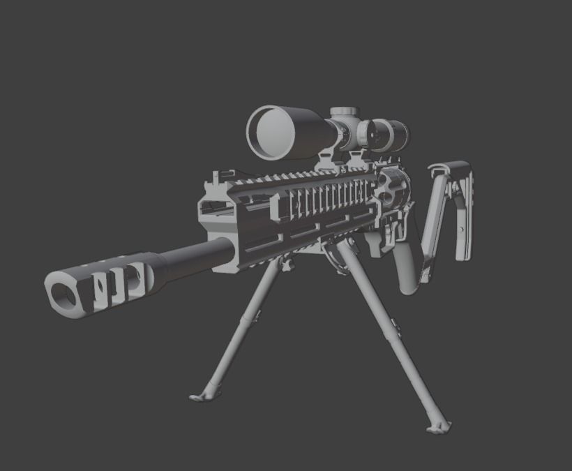 snipper gun 1 Low-poly 3D model_3