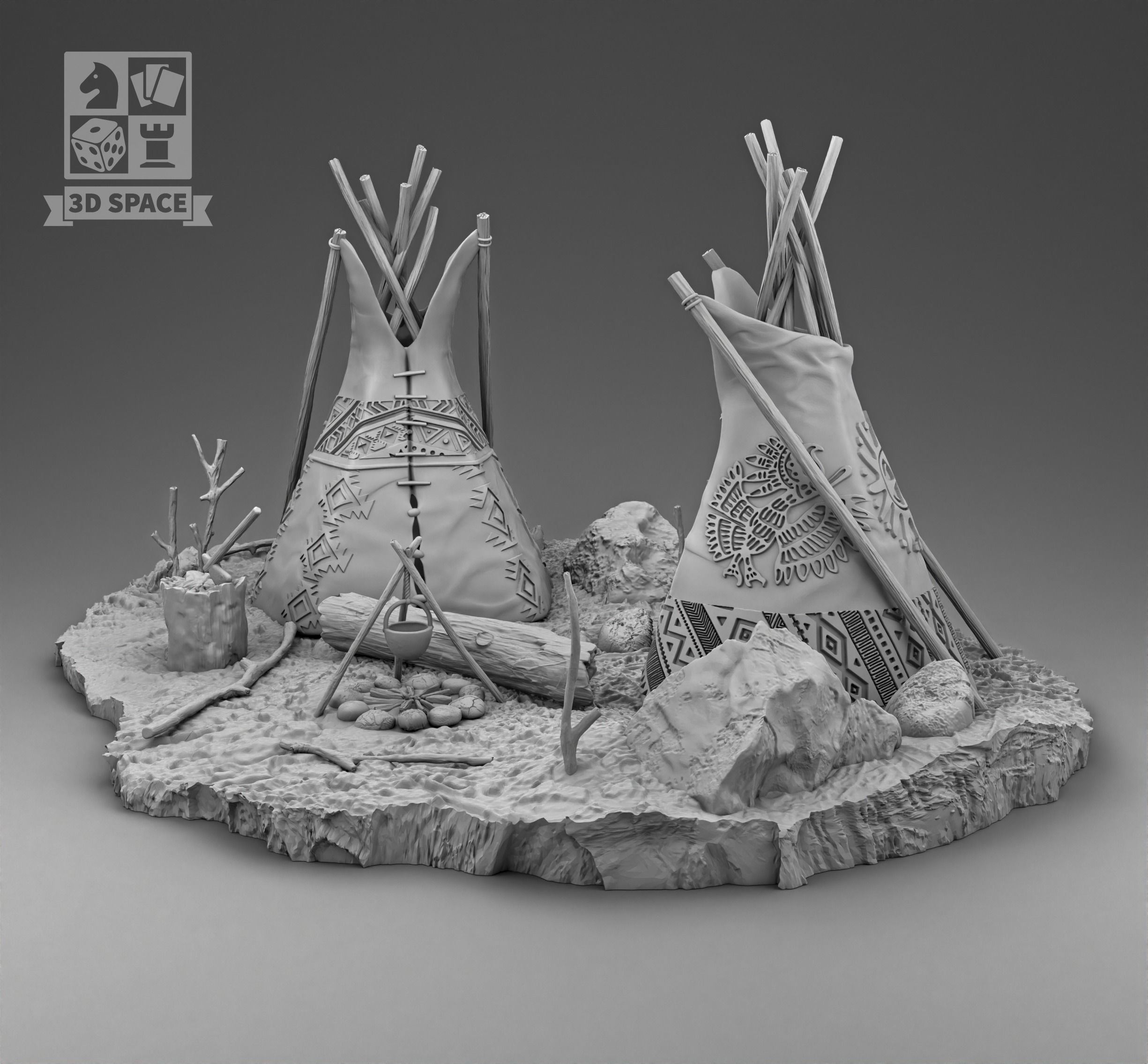 Indian Camp 3D print model_1