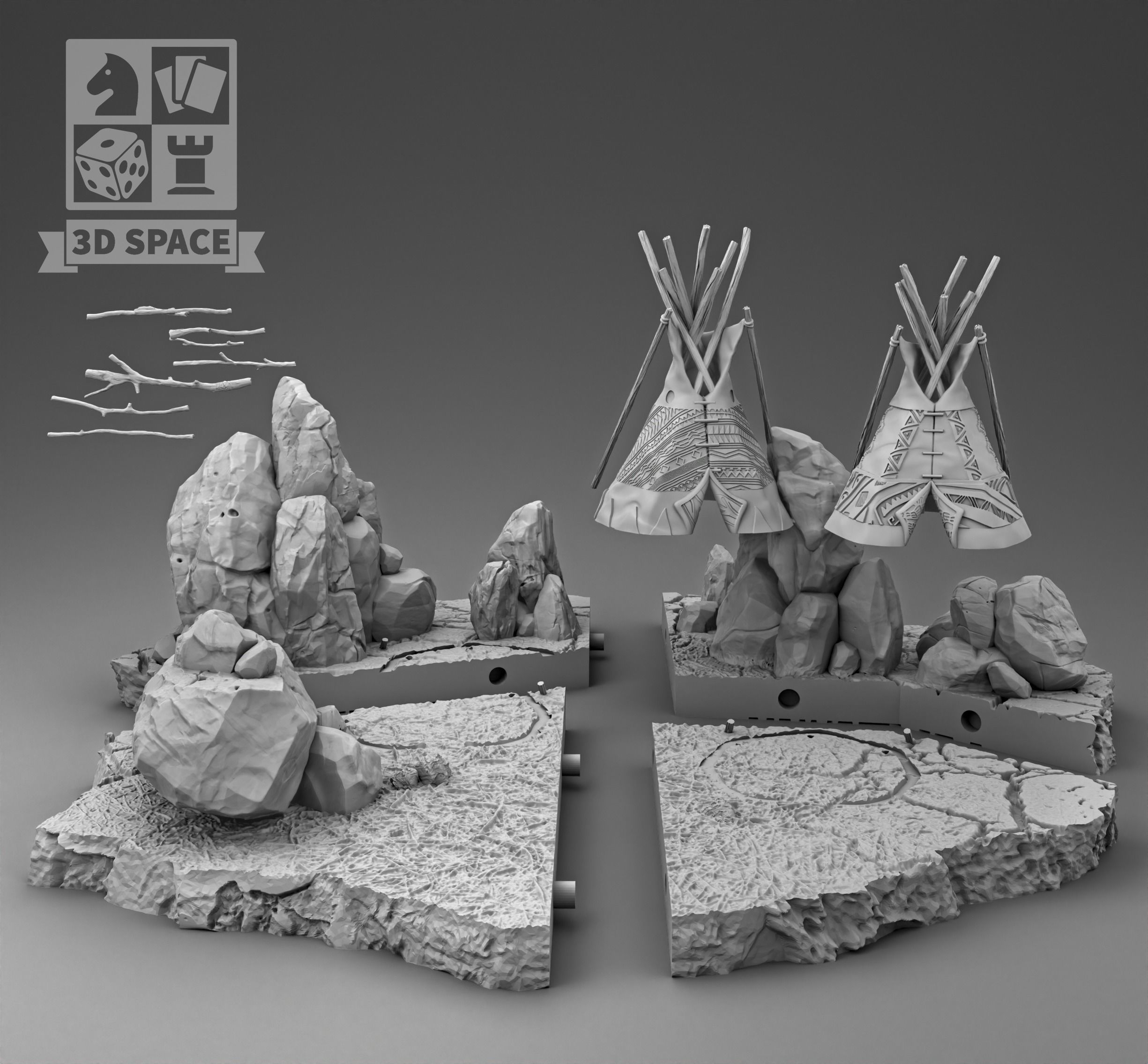 Camp in the rocks 3D print model_3