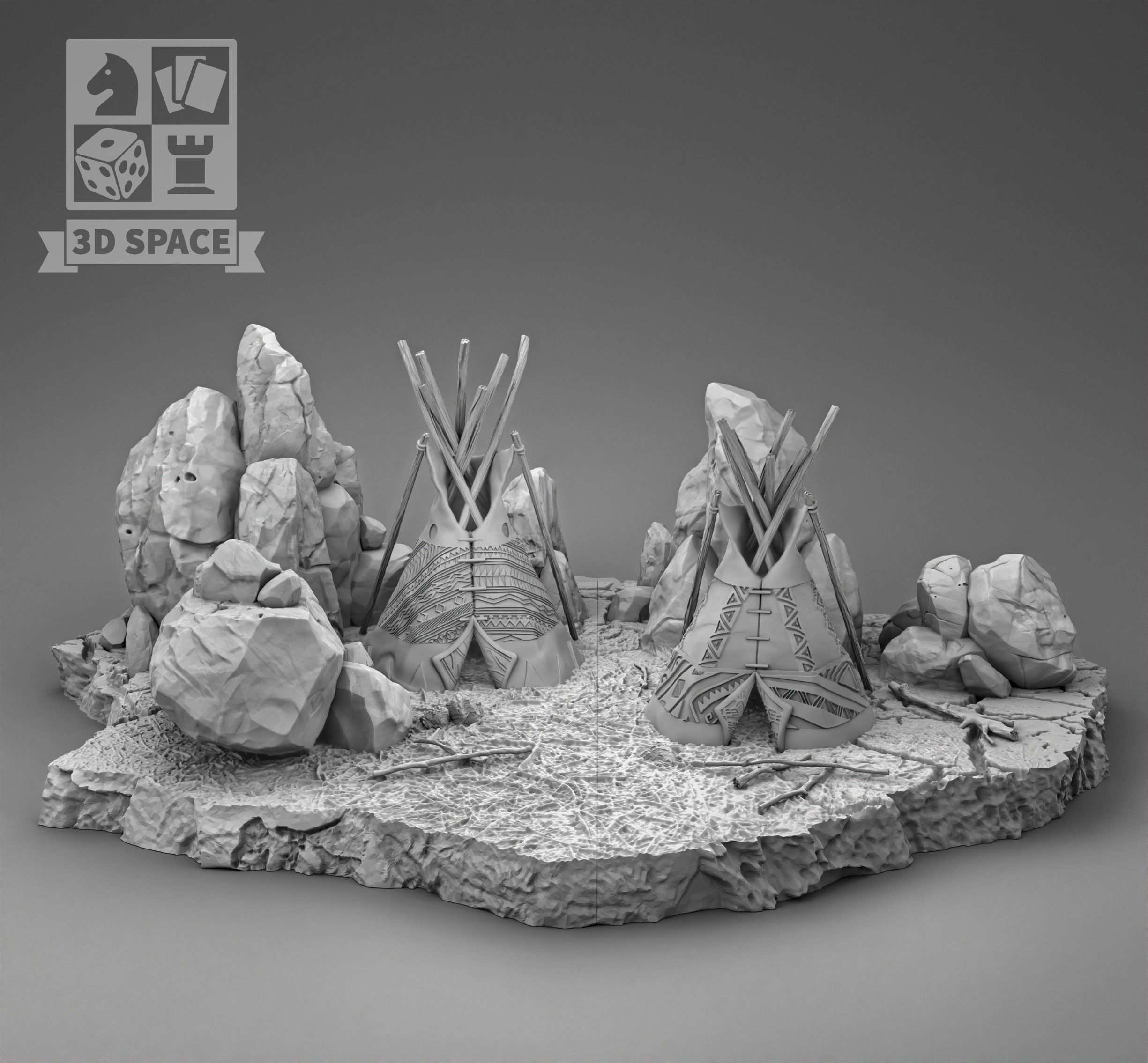 Camp in the rocks 3D print model_2