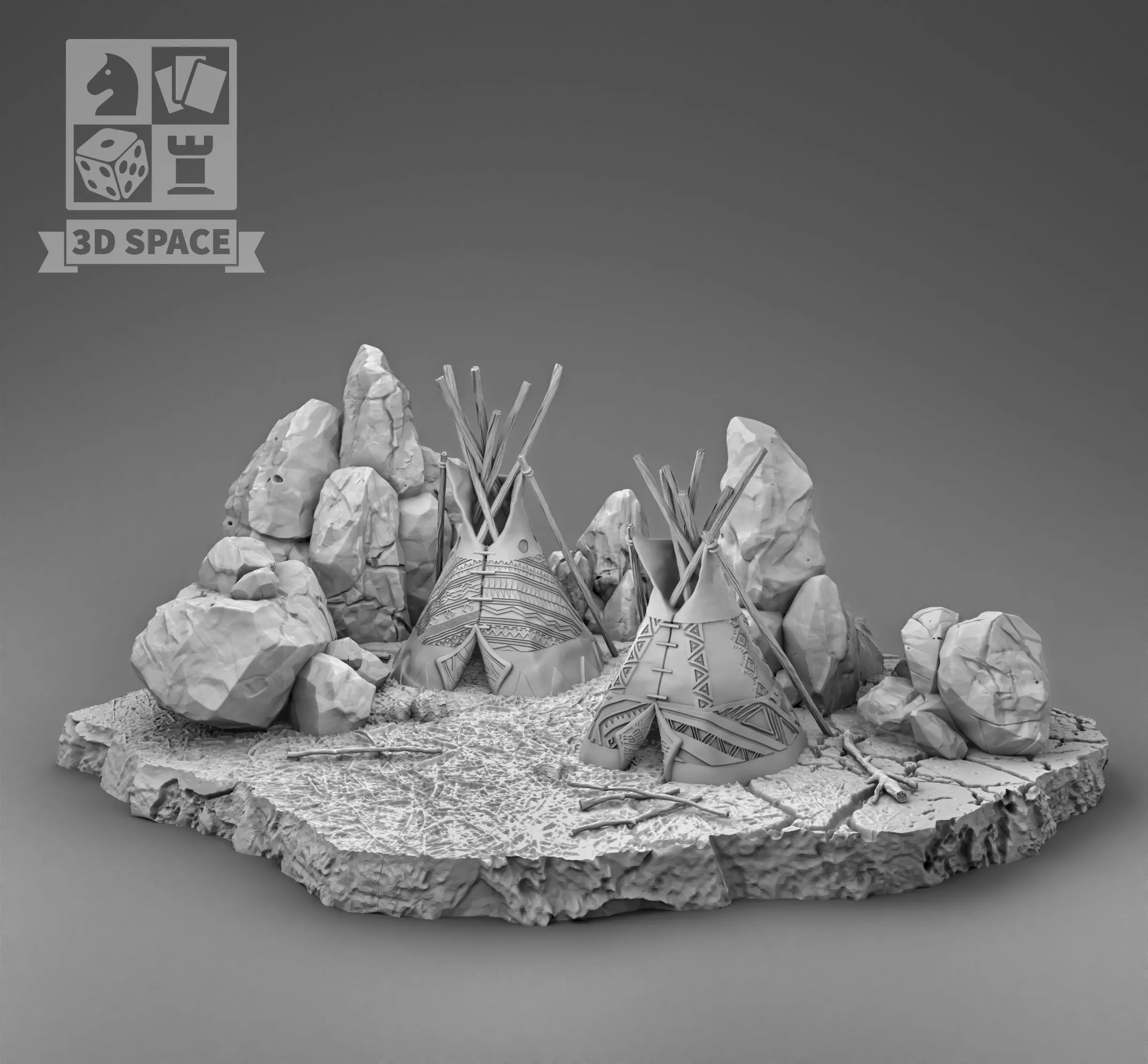 Camp in the rocks 3D print model_0