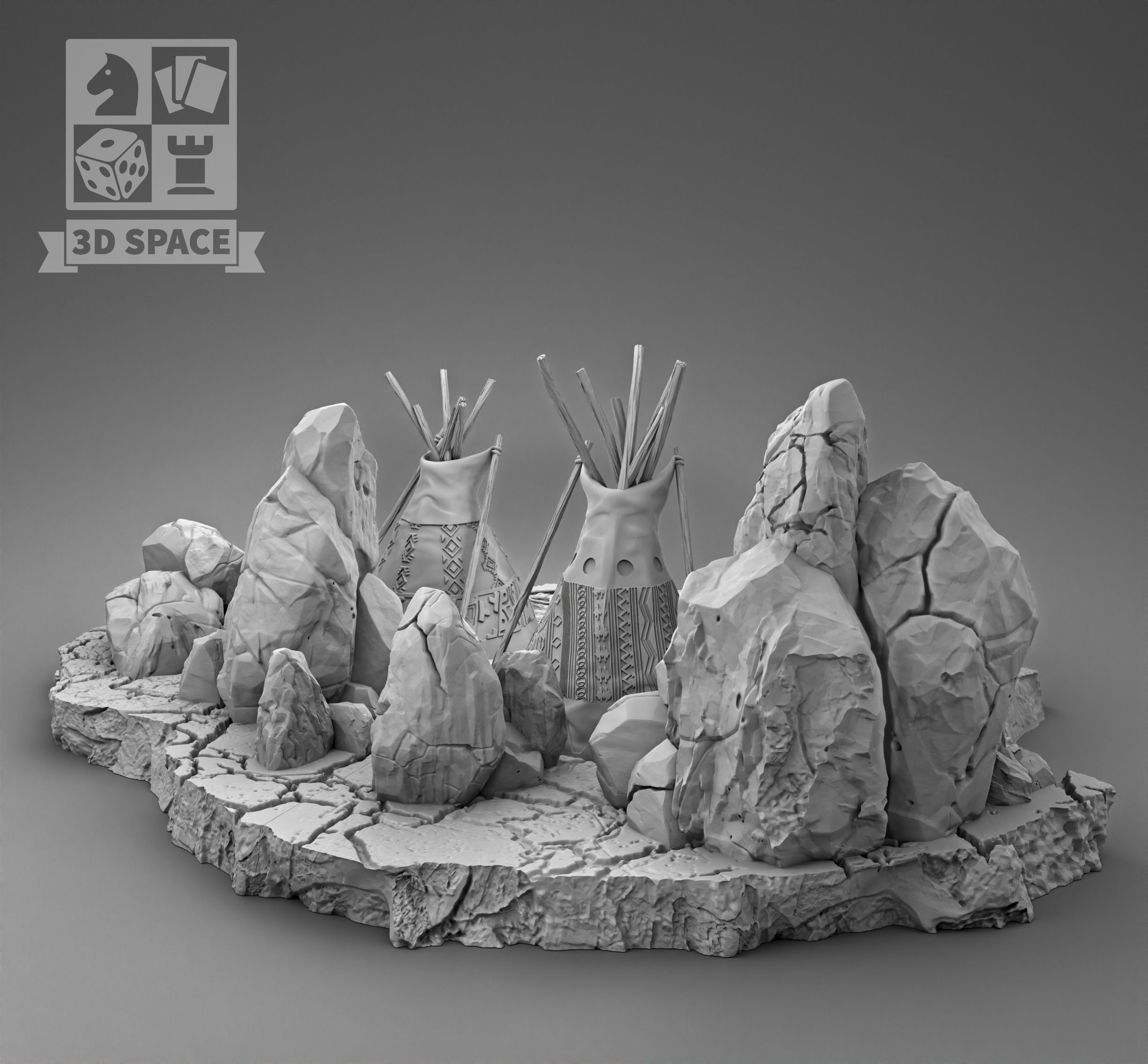 Camp in the rocks 3D print model_1