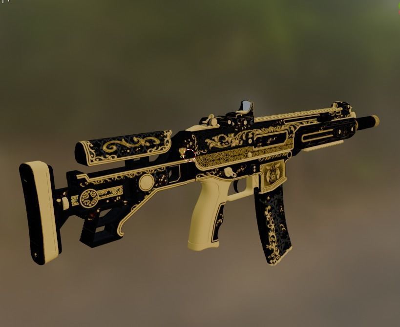 weapon gun 4 Low-poly 3D model_2