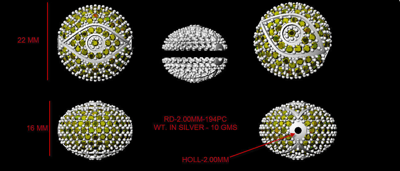 collection of 10 diamond beads 3dm file 3D print model_2