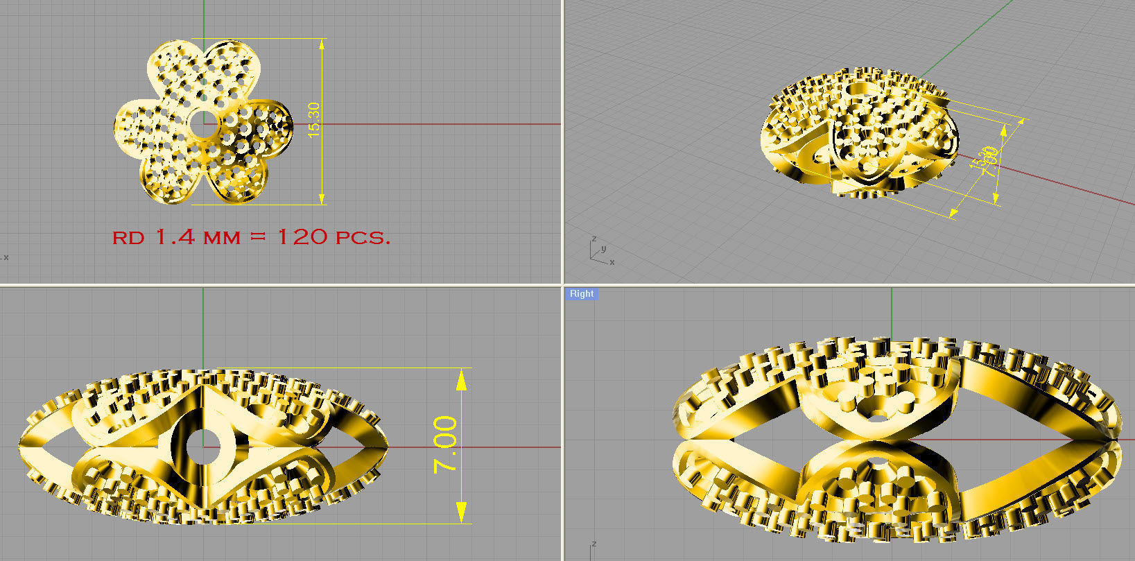 collection of 10 diamond beads 3dm file 3D print model_9