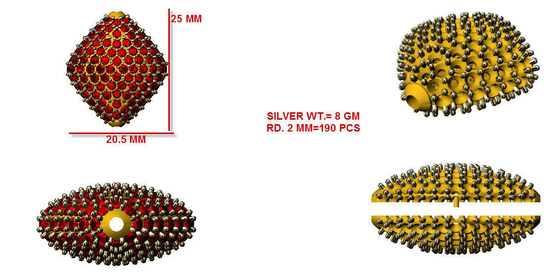 collection of 10 diamond beads 3dm file 3D print model_6