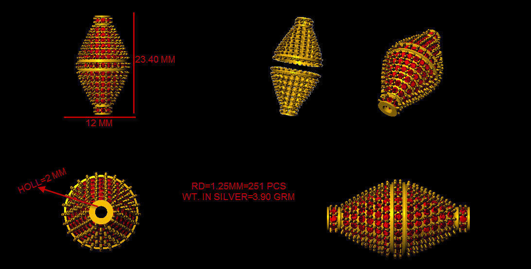 collection of 10 diamond beads 3dm file 3D print model_3