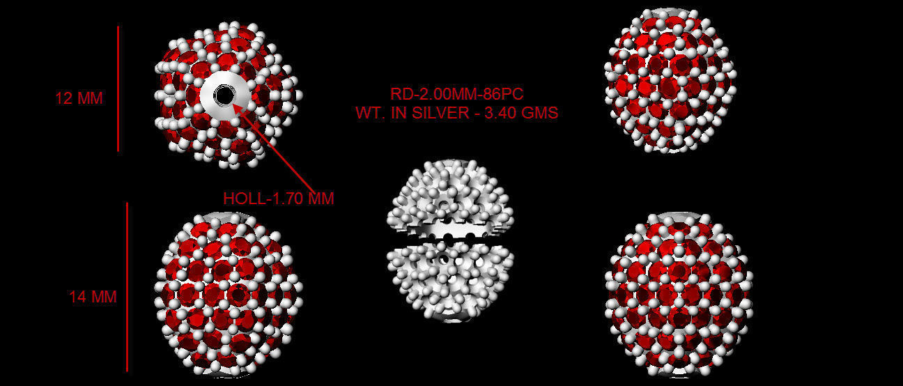 collection of 10 diamond beads 3dm file 3D print model_1