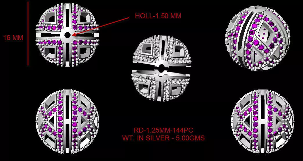 collection of 10 diamond beads 3dm file 3D print model_0