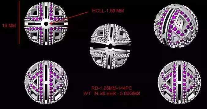 collection of 10 diamond beads 3dm file 3D print model