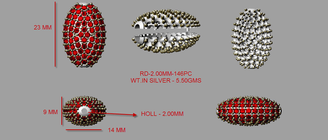 collection of 10 diamond beads 3dm file 3D print model_7