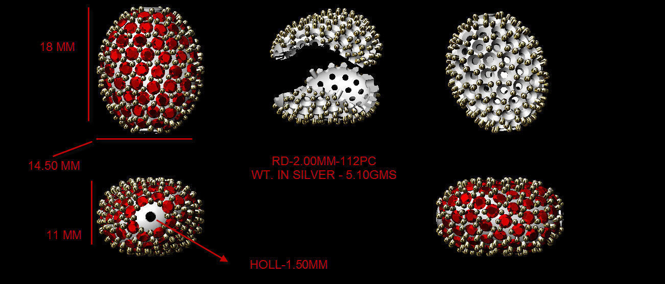 collection of 10 diamond beads 3dm file 3D print model_4