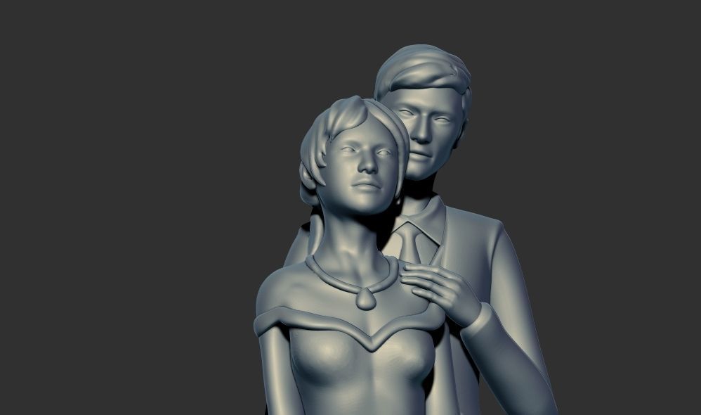 Romantic Lover Wedding Couple Figurine Sculpture 3D print model_2