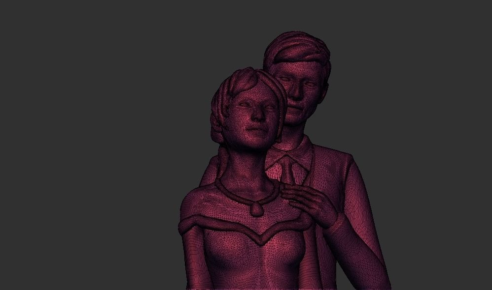 Romantic Lover Wedding Couple Figurine Sculpture 3D print model_8