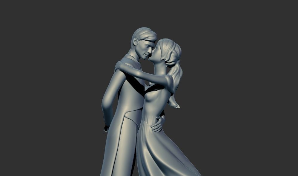 Romantic Lover Wedding Couple Figurine Sculpture 3D print model_2