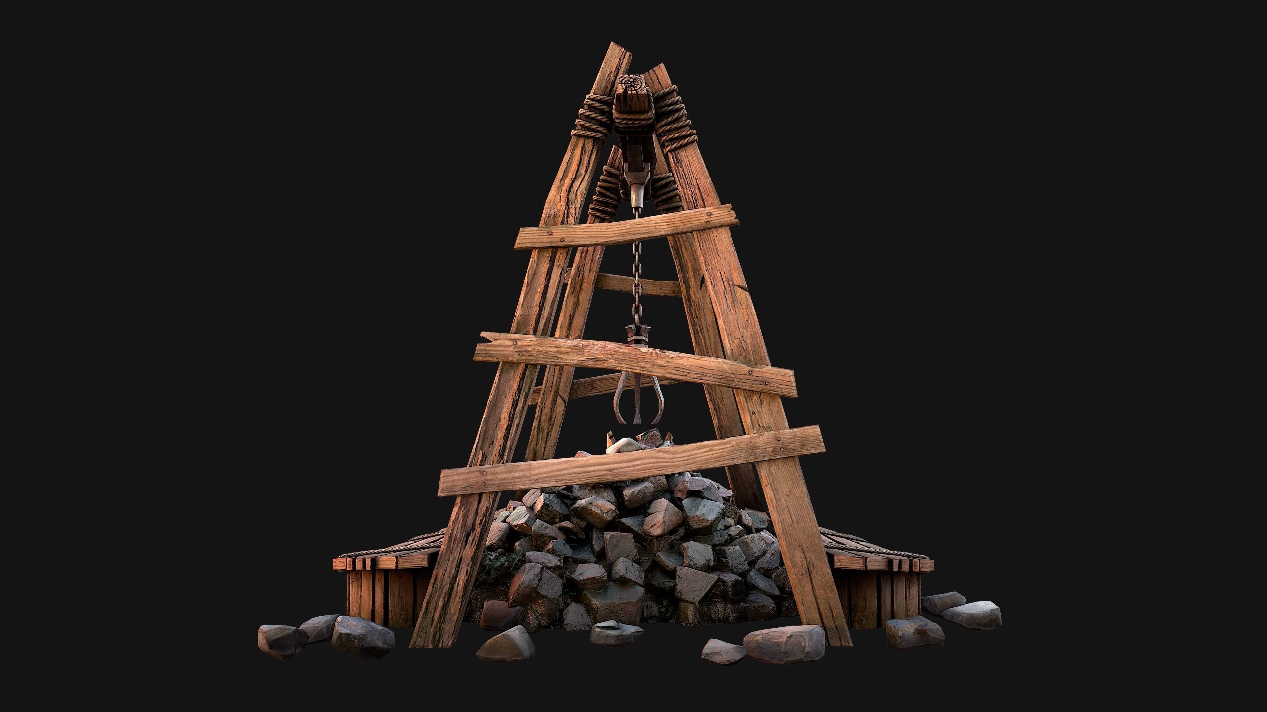 Medieval Mine Quarry Industrial Pack Low-poly 3D model_20