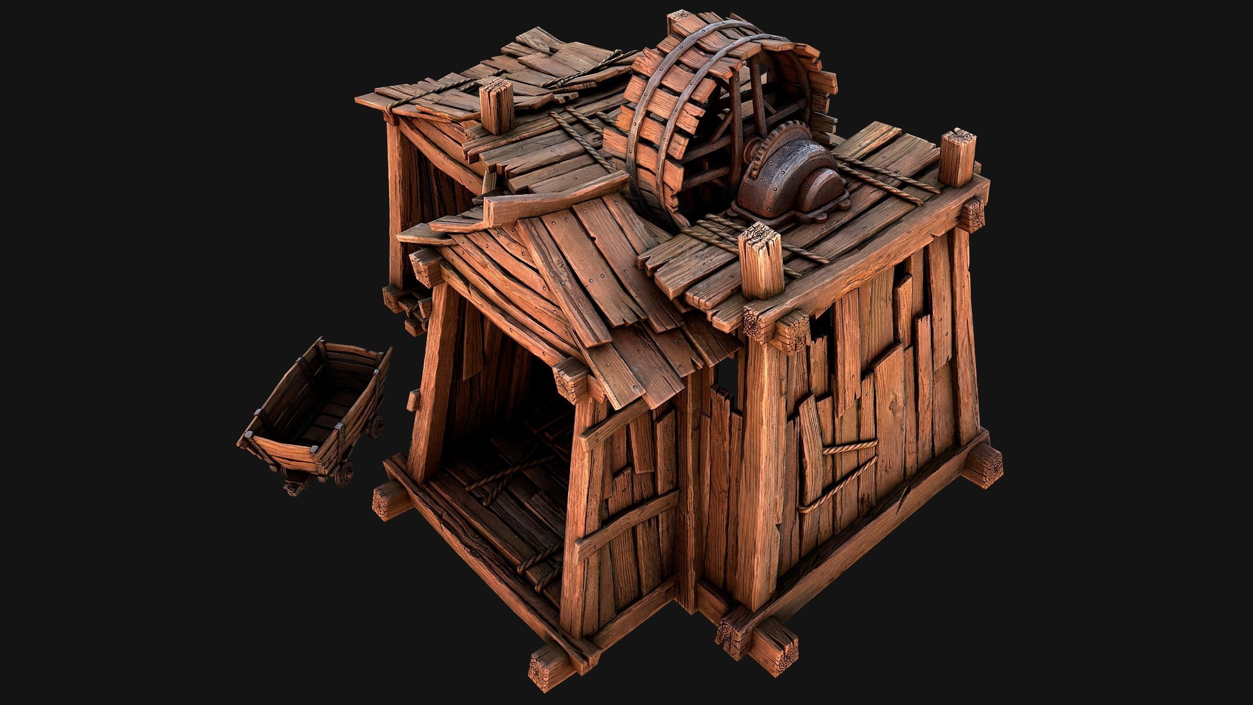 Medieval Mine Quarry Industrial Pack Low-poly 3D model_32