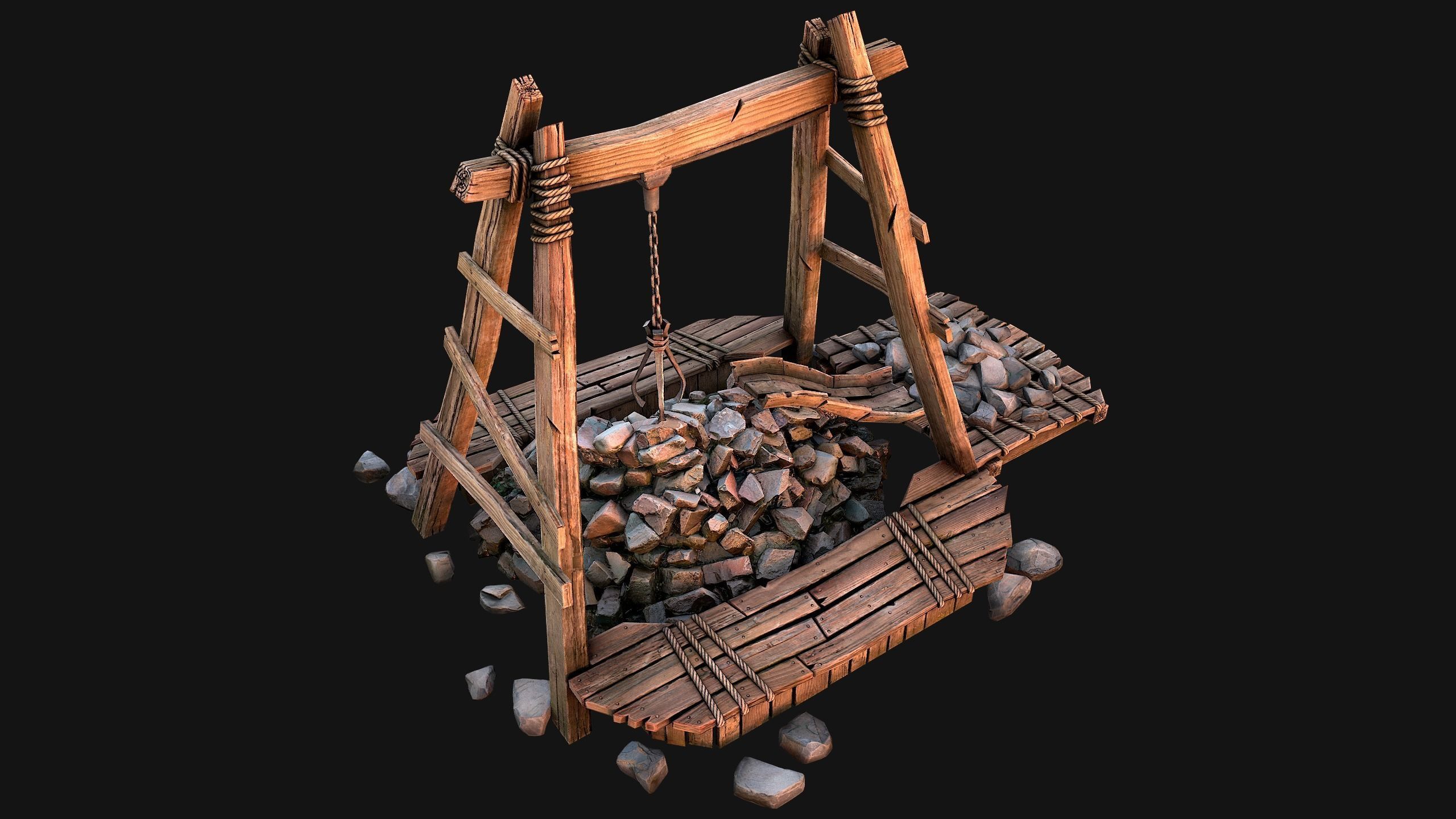 Medieval Mine Quarry Industrial Pack Low-poly 3D model_24