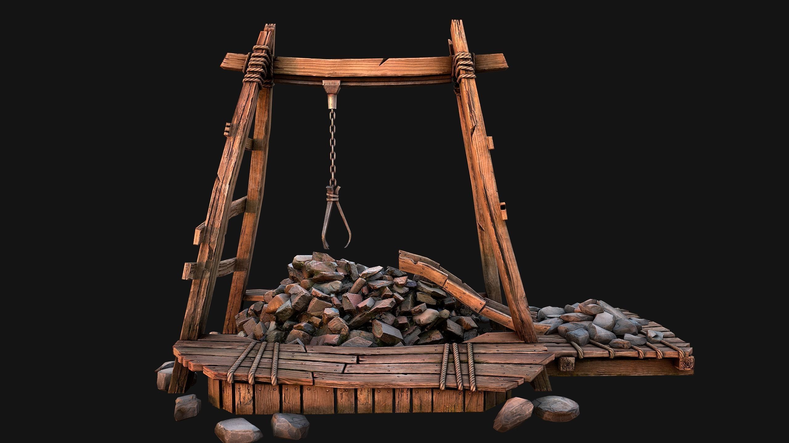 Medieval Mine Quarry Industrial Pack Low-poly 3D model_23
