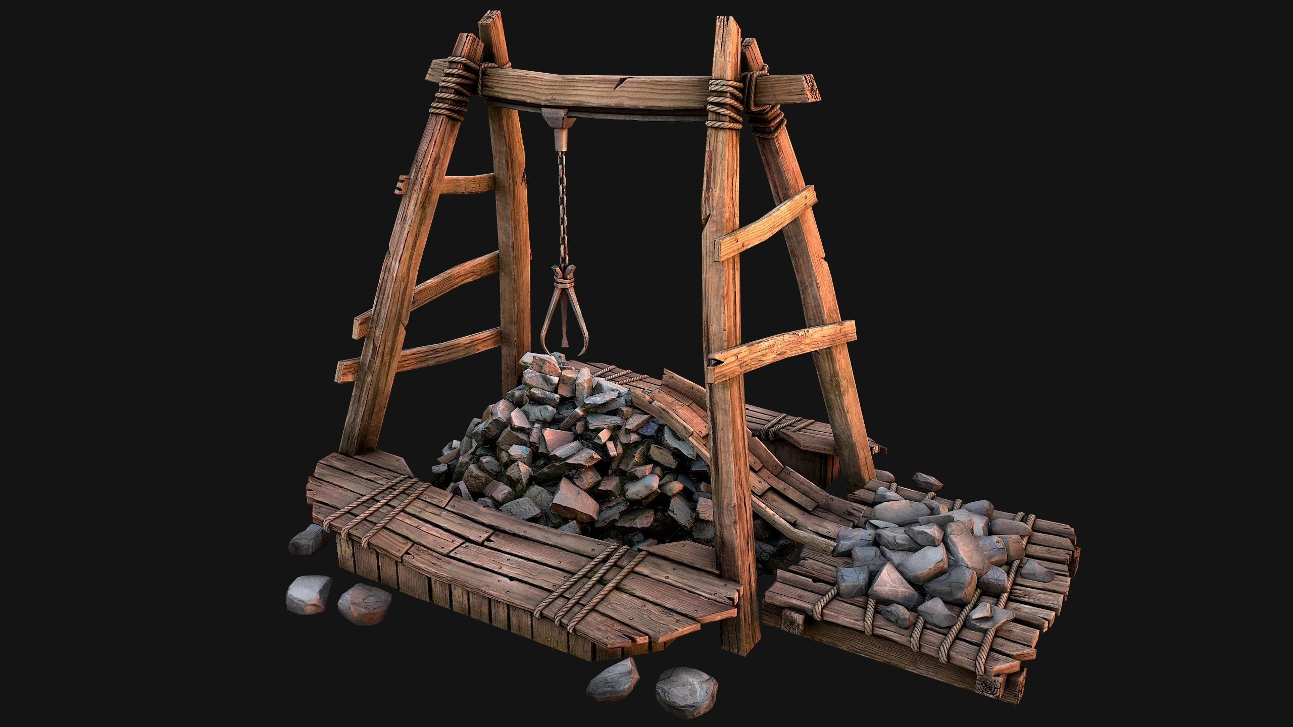 Medieval Mine Quarry Industrial Pack Low-poly 3D model_22