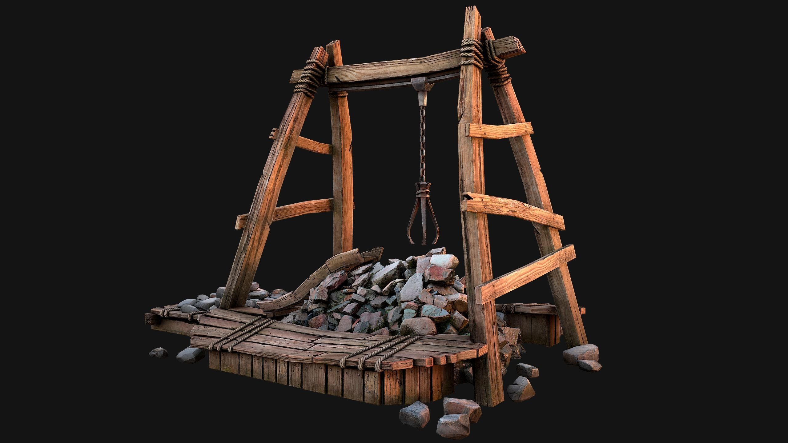 Medieval Mine Quarry Industrial Pack Low-poly 3D model_9