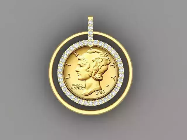 Coin Frame for Dime with Diamonds