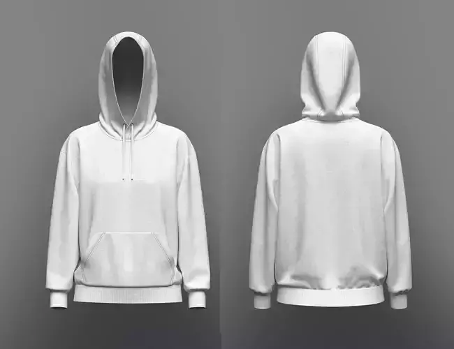 Women Loose Fit Sleeve hoodie 3D Model
