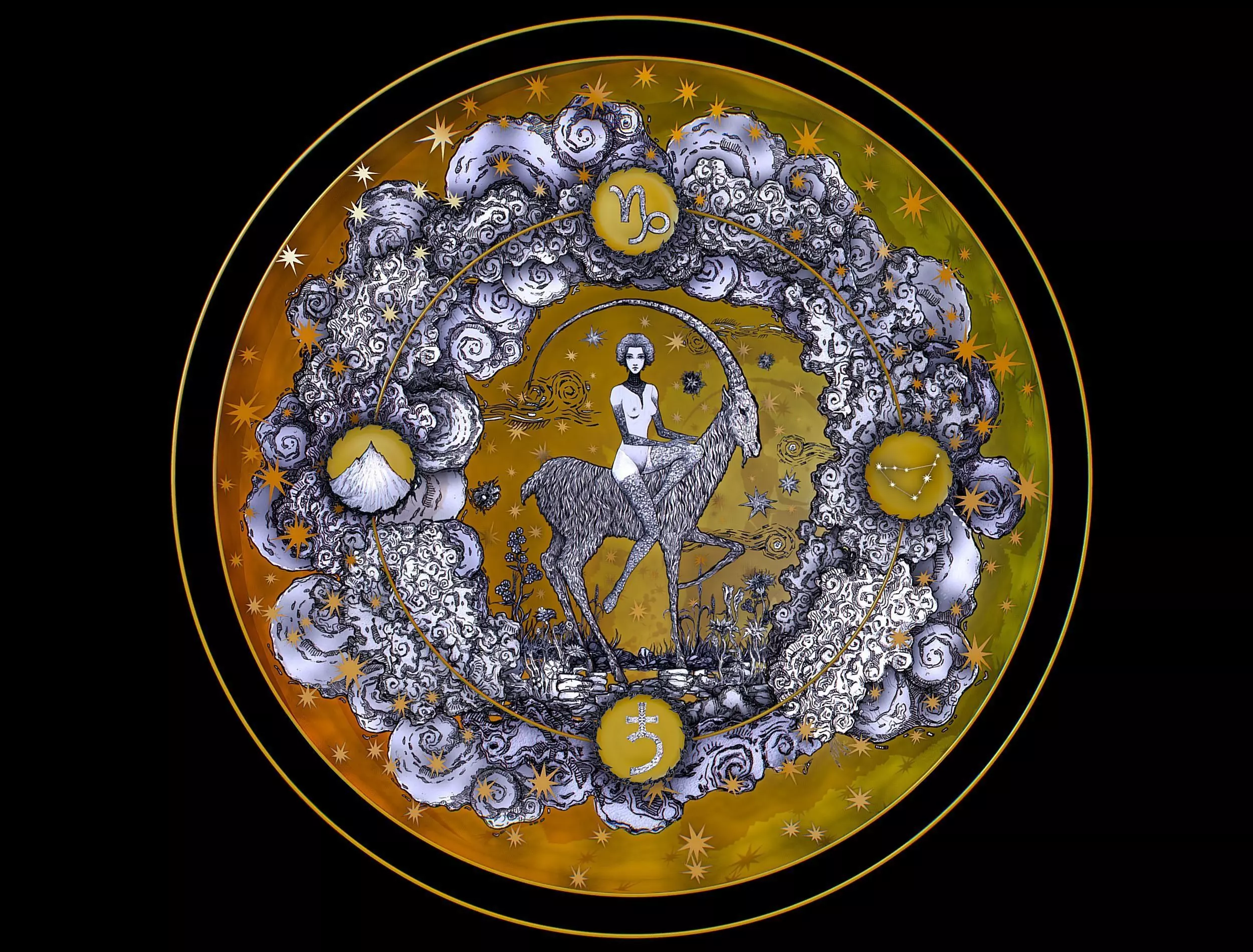 Parallax Constellation Zodiac Sign Capricorn Astronomical Low-poly 3D model