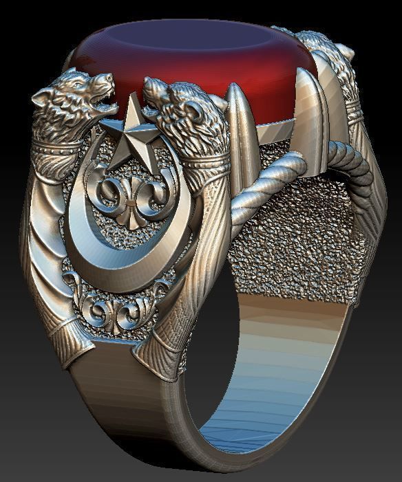 wolf ring 3D model_2