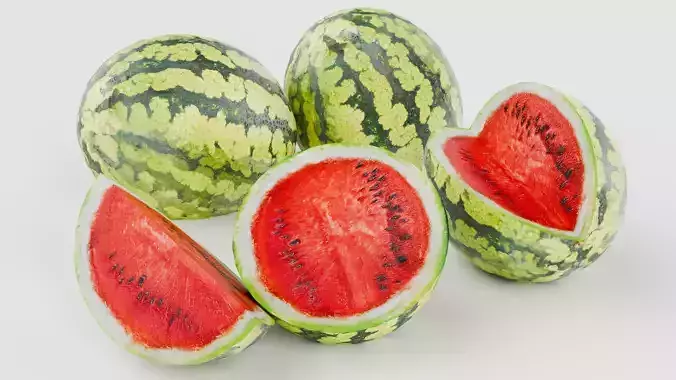 Game Ready Watermelon 3D Model - Low Poly with PBR Textures Low-poly 3D model