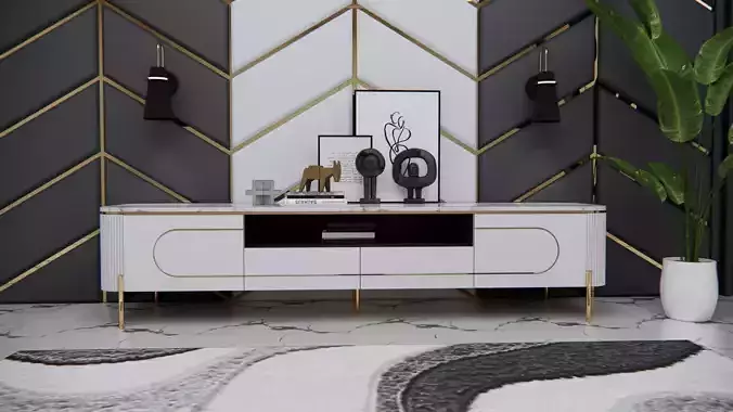 TV Stand minimalist white accent 