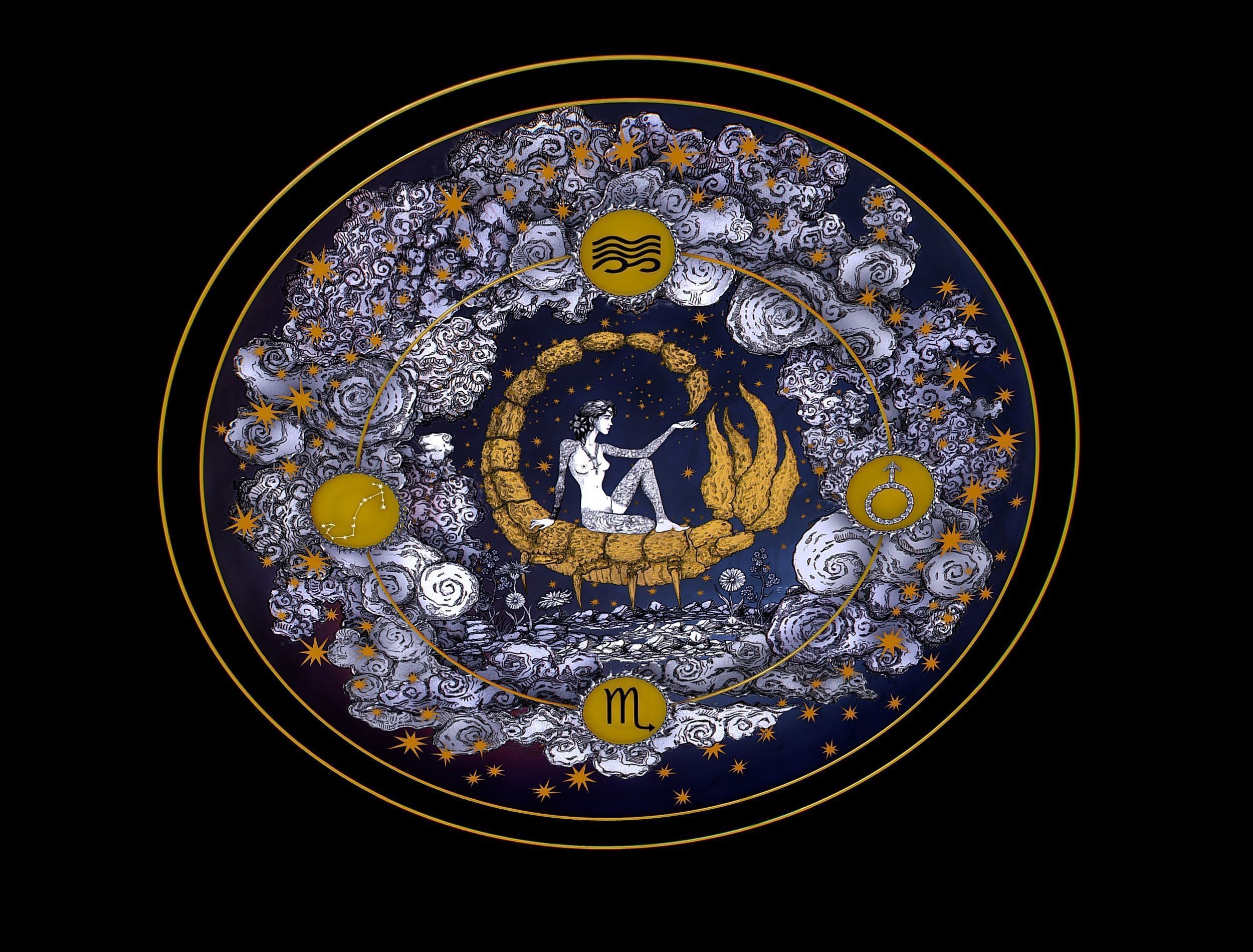 Parallax Constellation Zodiac Sign Scorpio Astronomical Low-poly 3D model_15