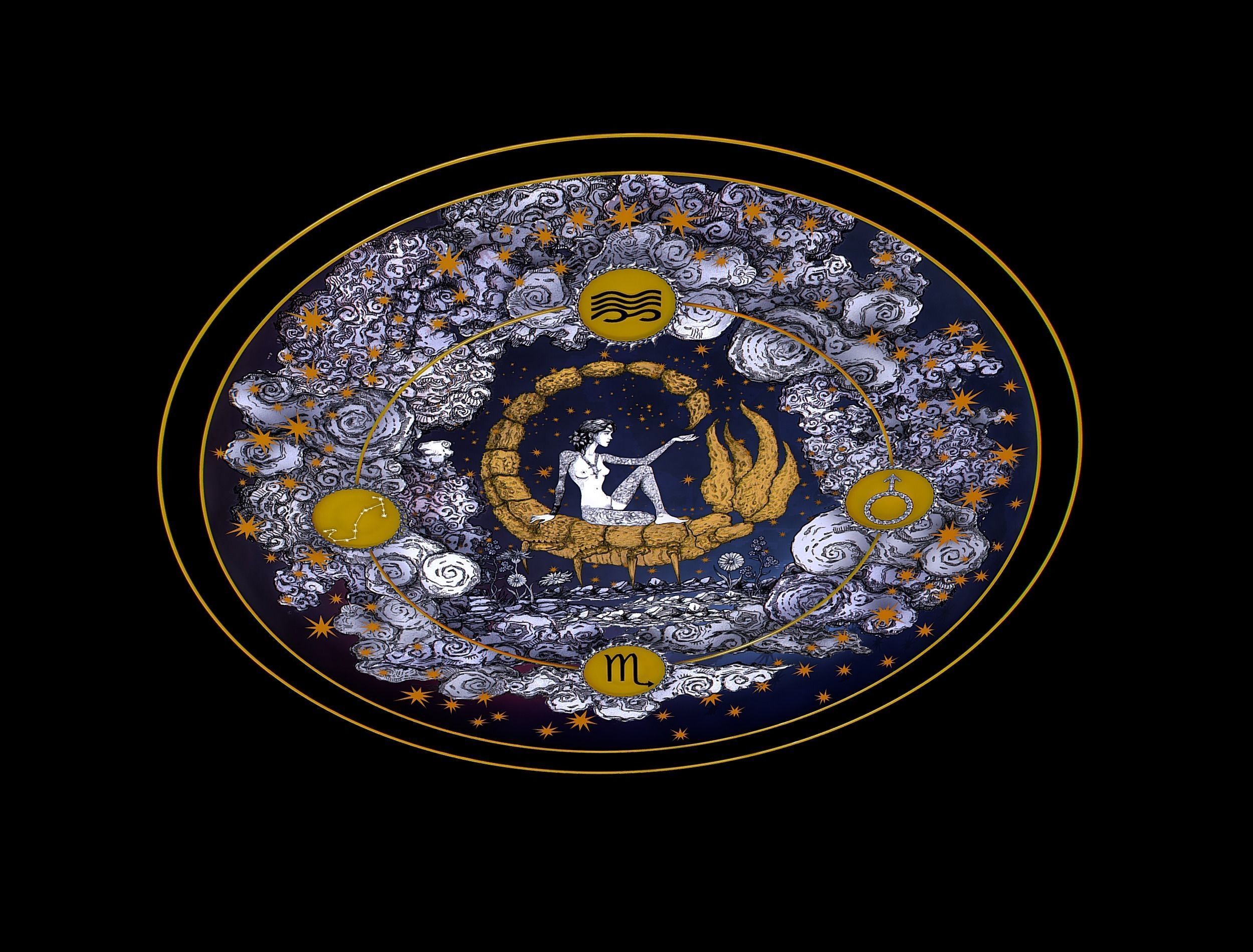 Parallax Constellation Zodiac Sign Scorpio Astronomical Low-poly 3D model_14