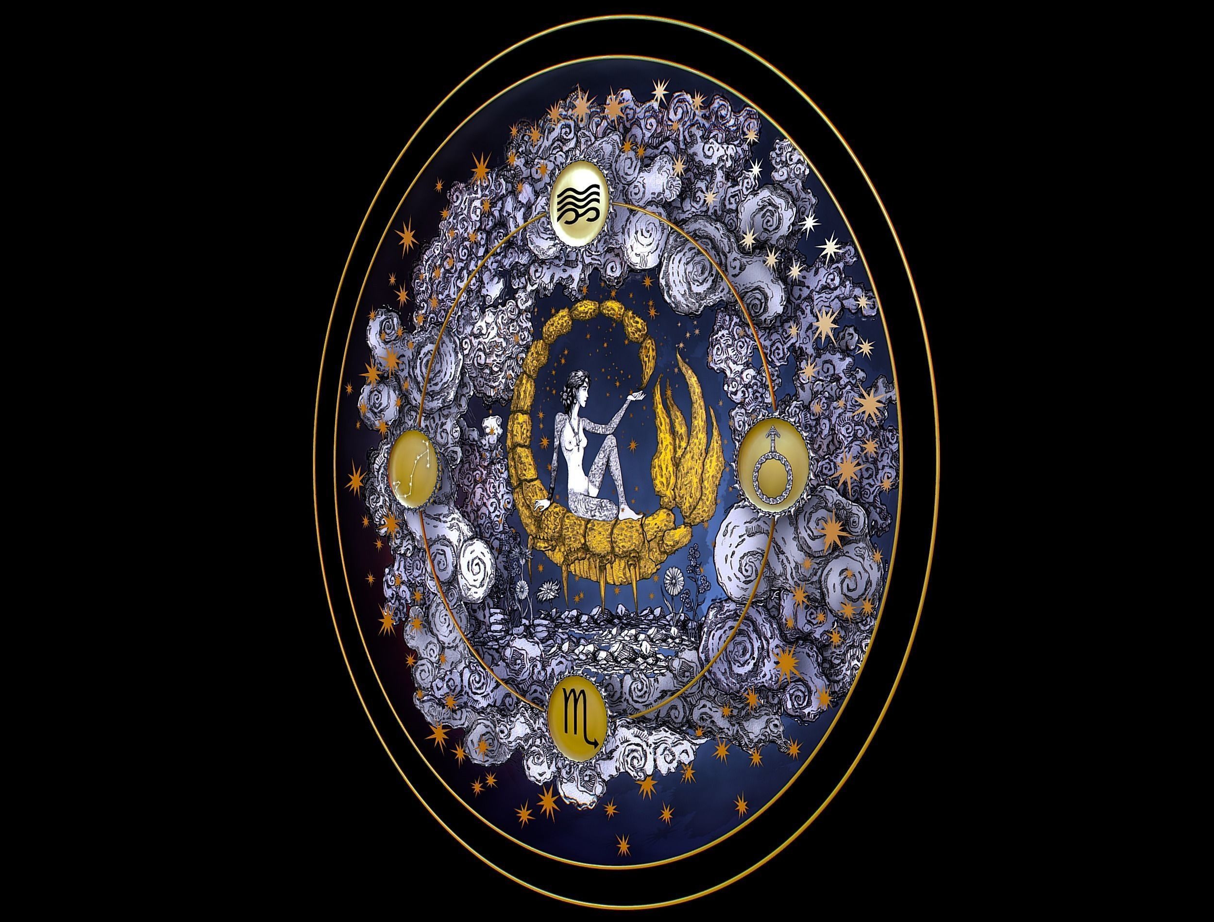 Parallax Constellation Zodiac Sign Scorpio Astronomical Low-poly 3D model_9