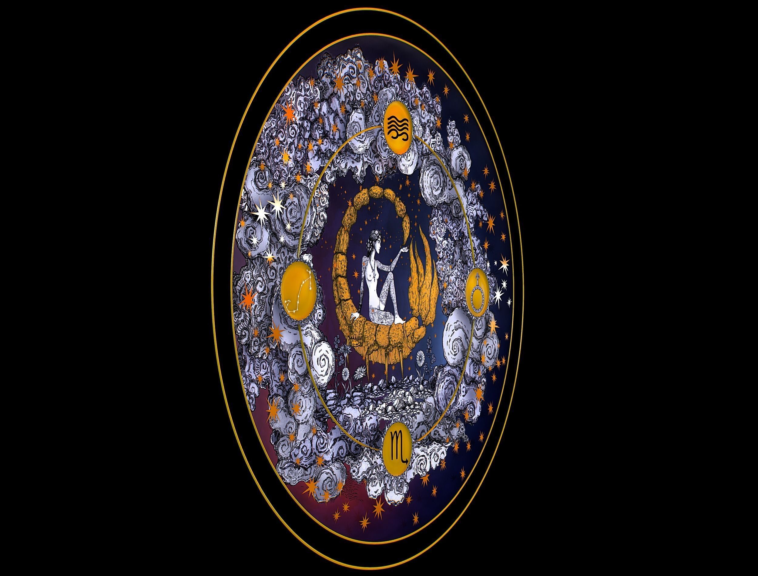 Parallax Constellation Zodiac Sign Scorpio Astronomical Low-poly 3D model_4