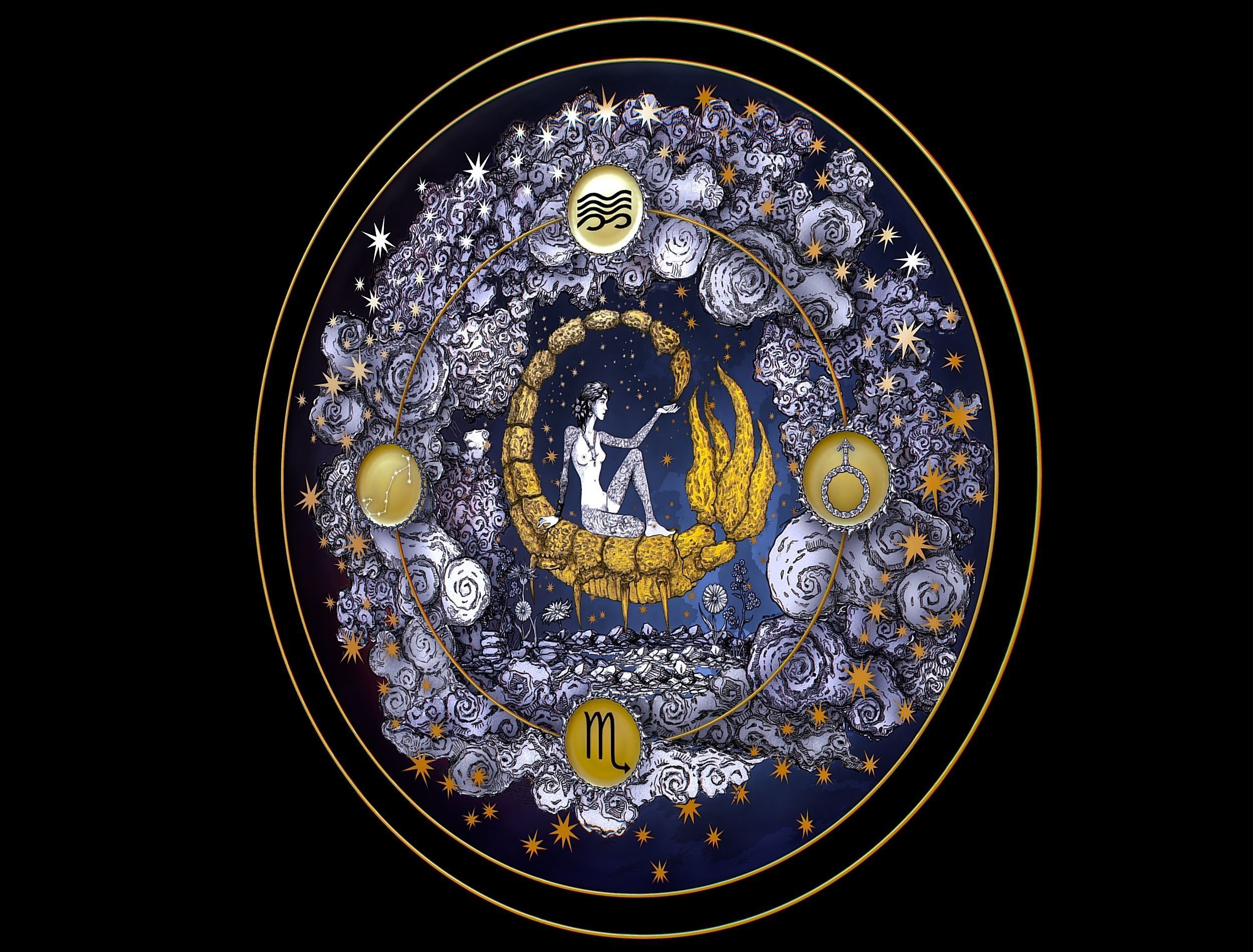 Parallax Constellation Zodiac Sign Scorpio Astronomical Low-poly 3D model_10