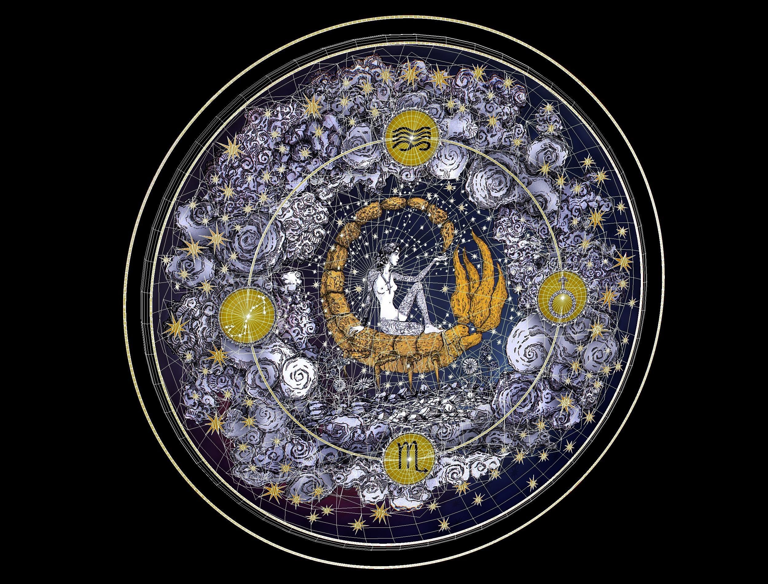 Parallax Constellation Zodiac Sign Scorpio Astronomical Low-poly 3D model_41