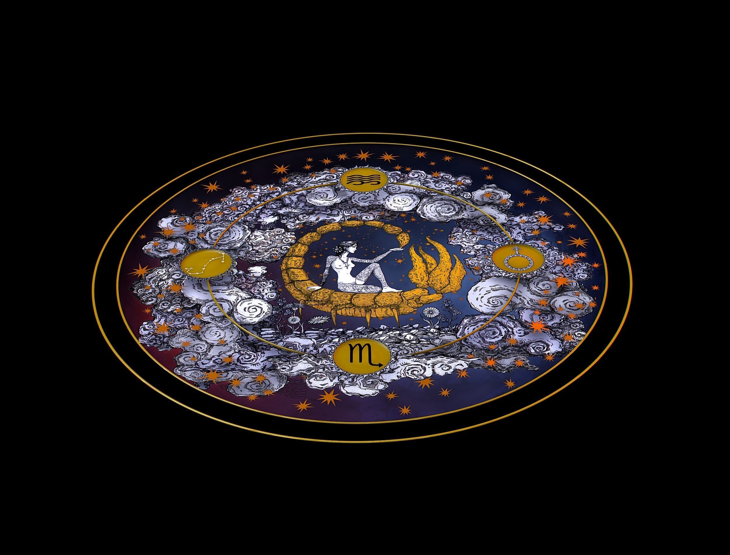 Parallax Constellation Zodiac Sign Scorpio Astronomical Low-poly 3D model_20