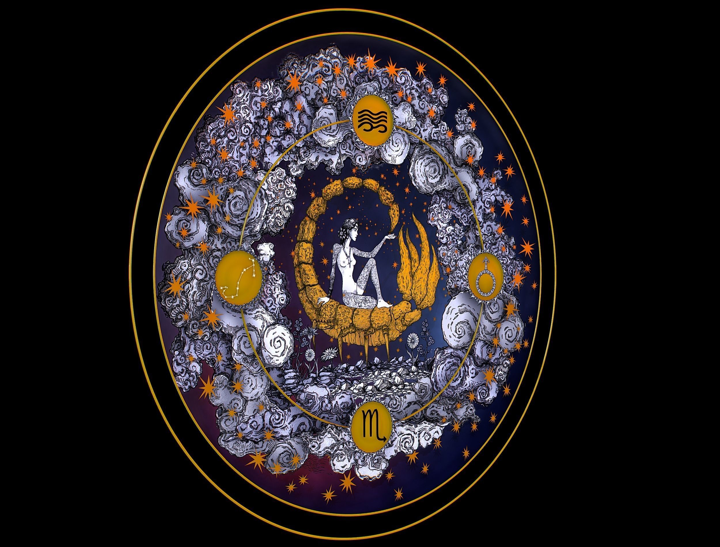 Parallax Constellation Zodiac Sign Scorpio Astronomical Low-poly 3D model_2