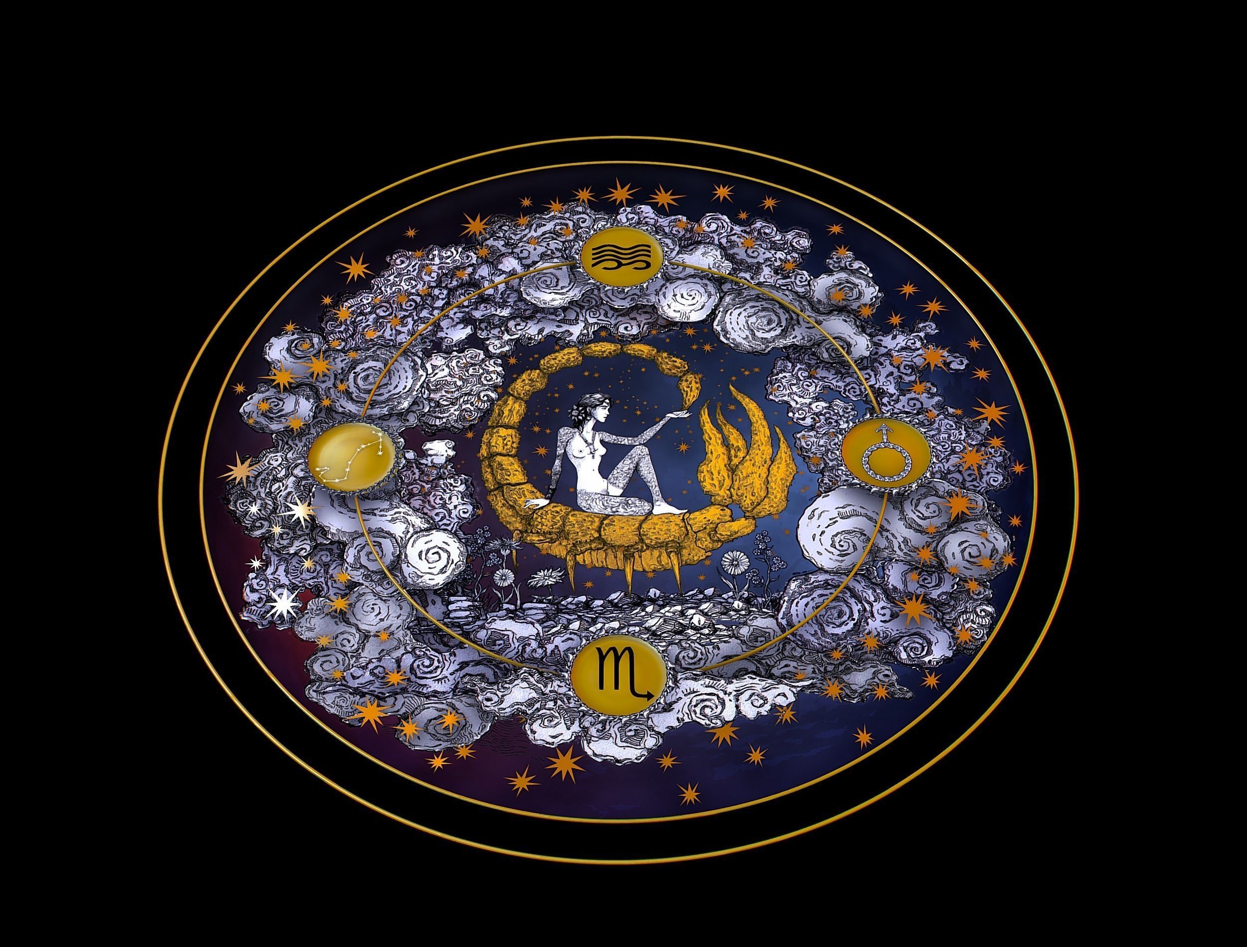 Parallax Constellation Zodiac Sign Scorpio Astronomical Low-poly 3D model_19