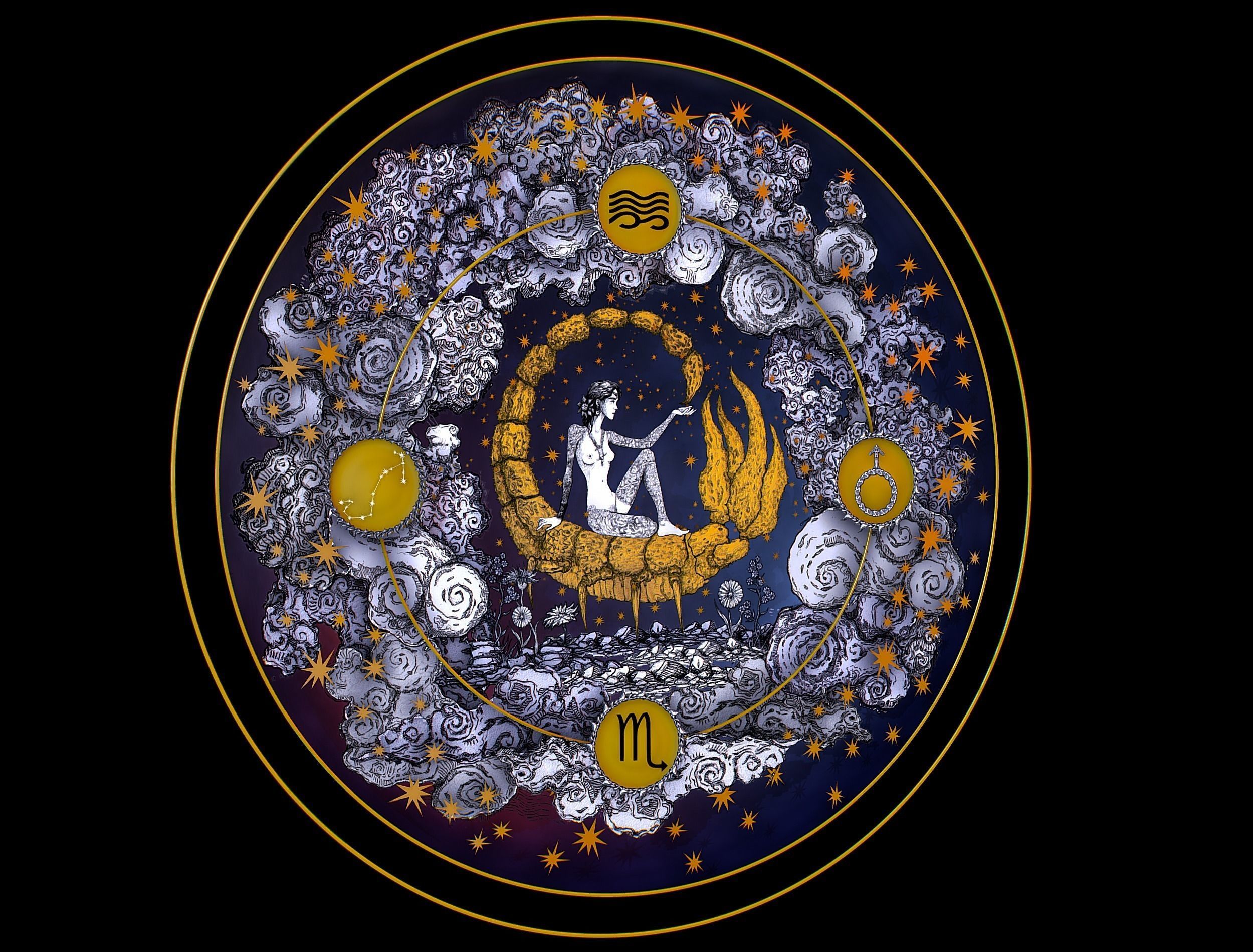 Parallax Constellation Zodiac Sign Scorpio Astronomical Low-poly 3D model_1