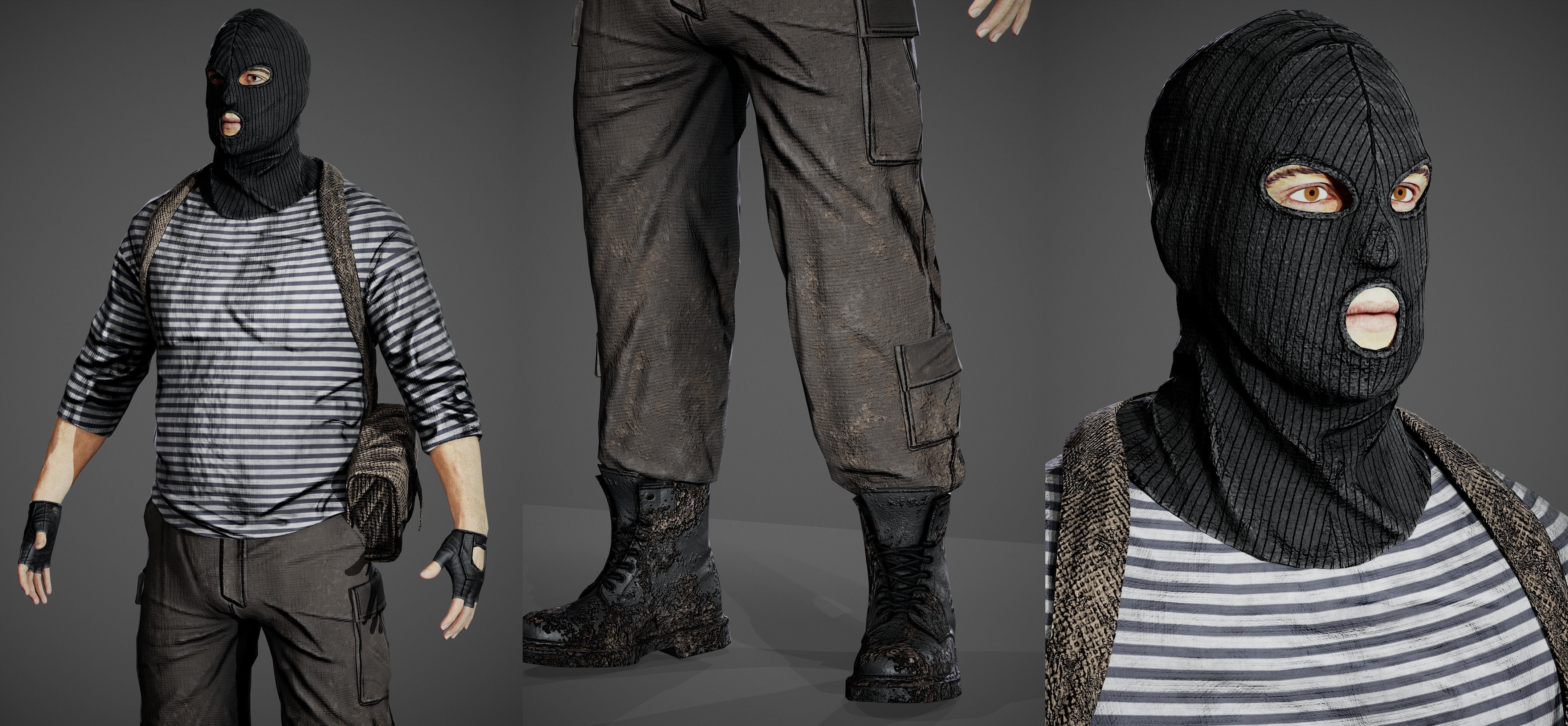 Bandit Low-poly 3D model_4