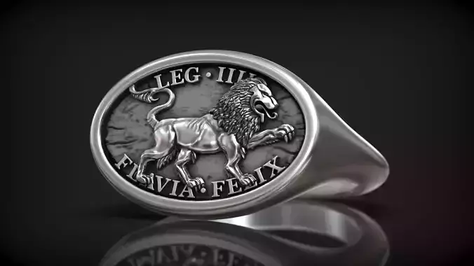Roman Legion Flavia Felix Lion Antique Design Ring 3D print model
