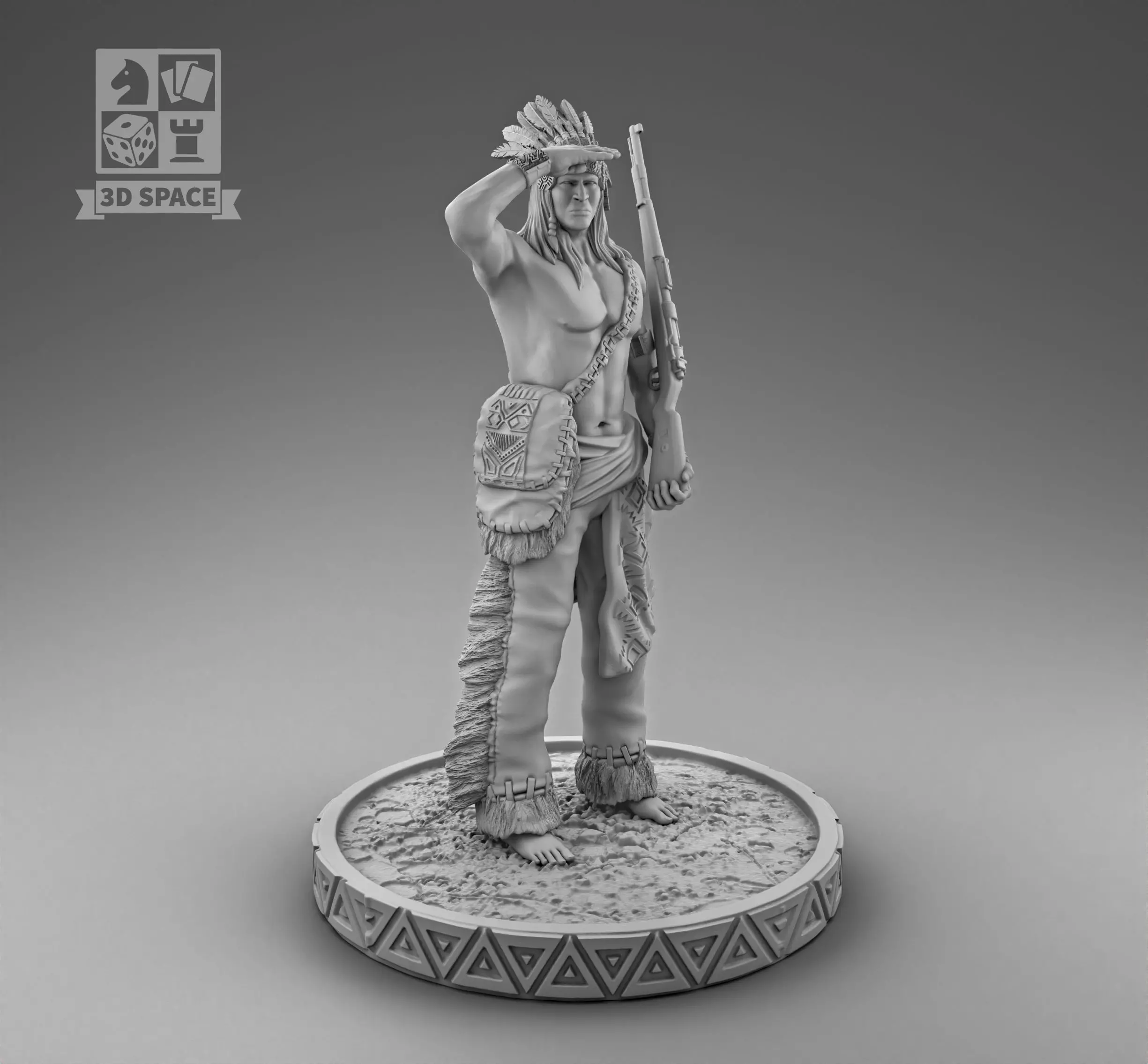 An Indian with a gun 3D print model_0