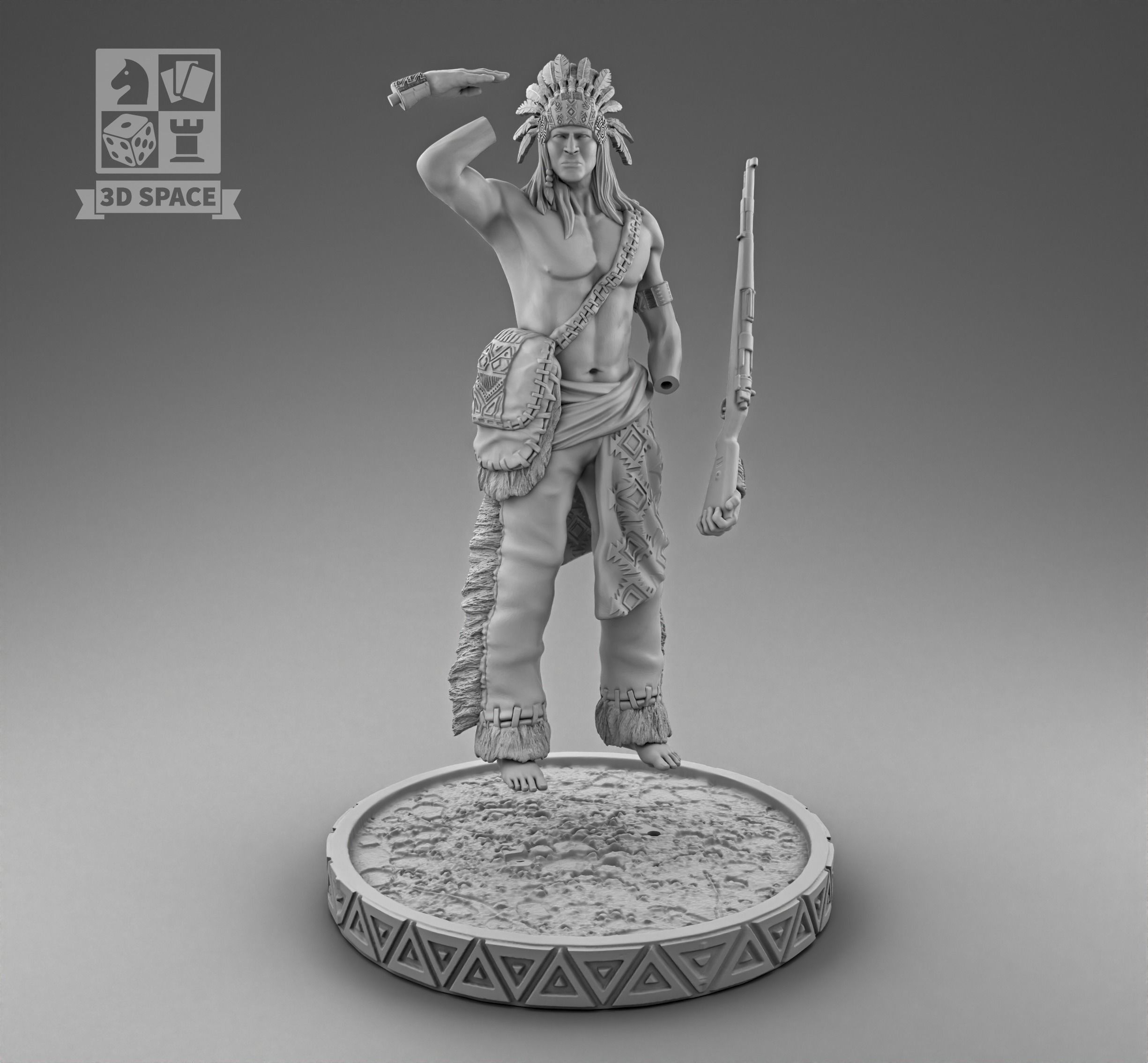 An Indian with a gun 3D print model_3