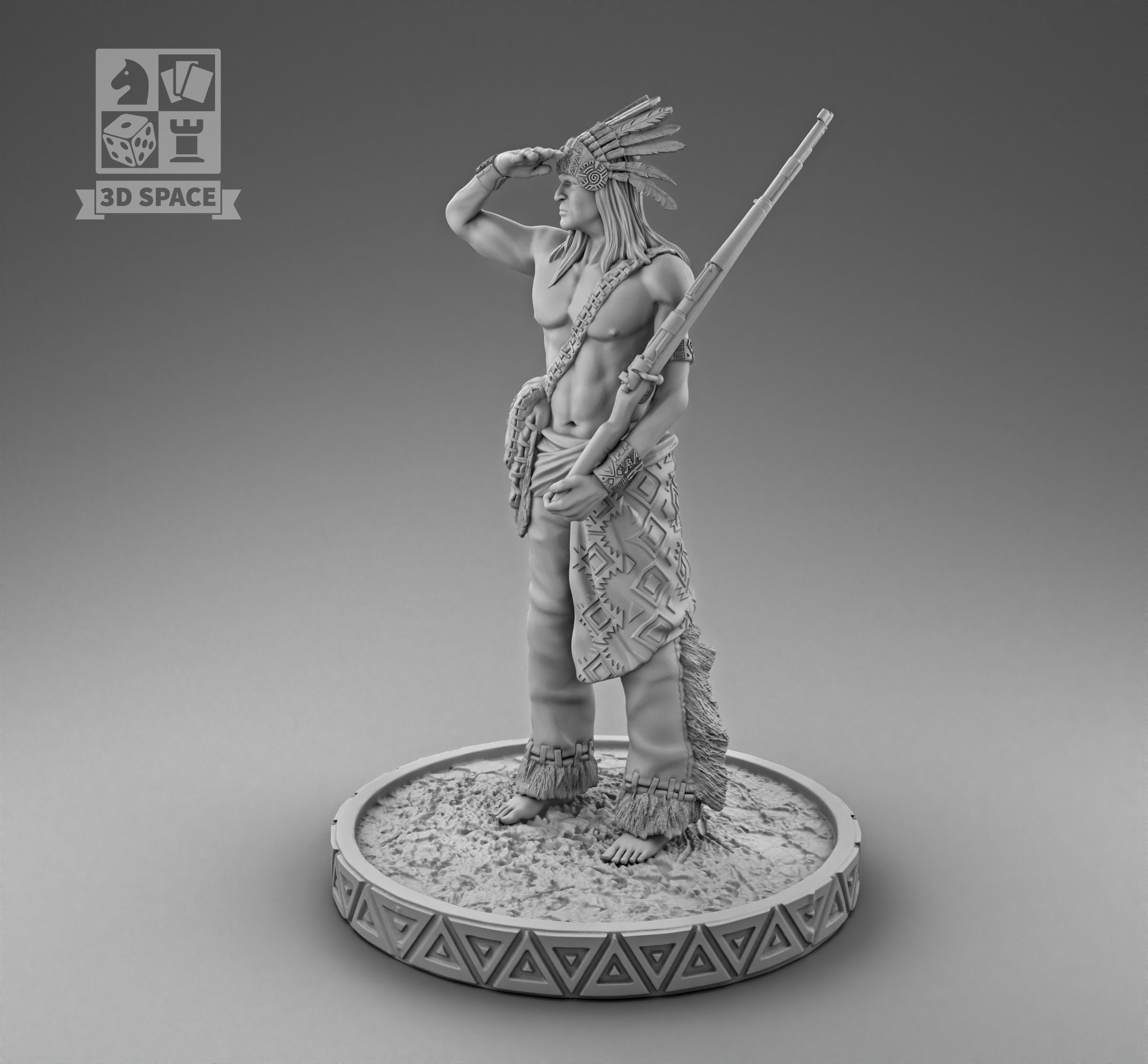 An Indian with a gun 3D print model_1