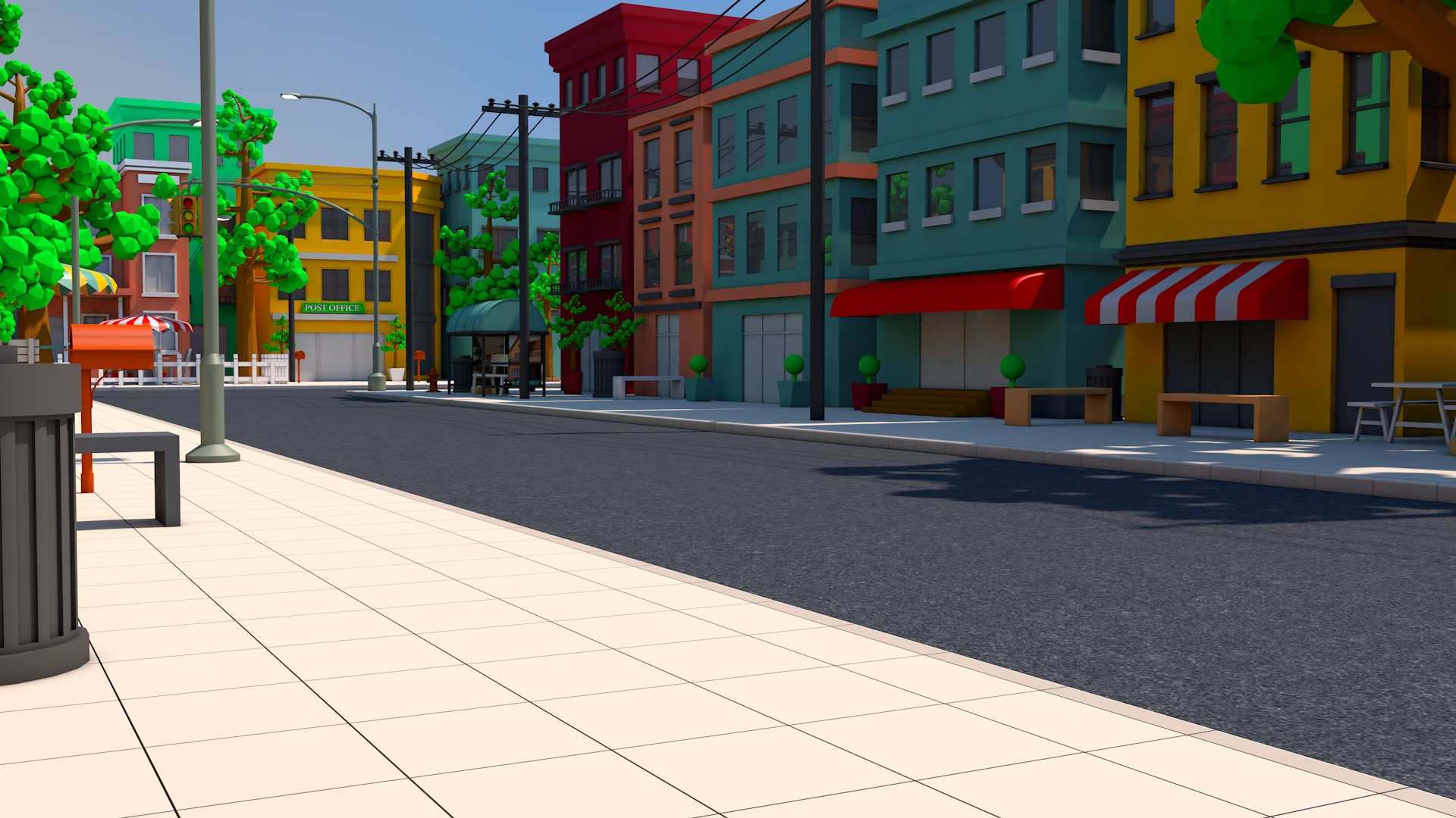 Cartoon Town 3D model_3