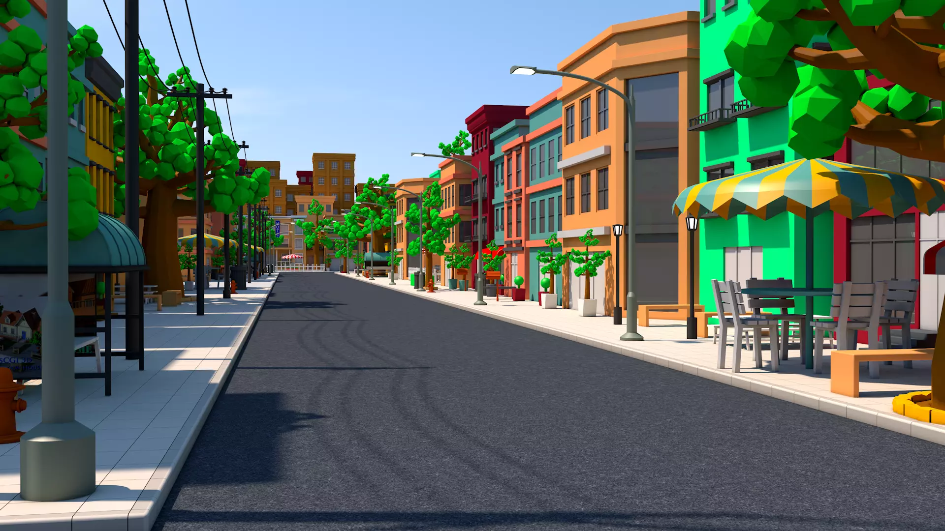 Cartoon Town 3D model_0